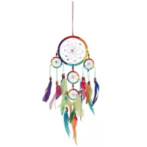 Multicoloured Dreamcatcher with Multicoloured Feathers - Medium