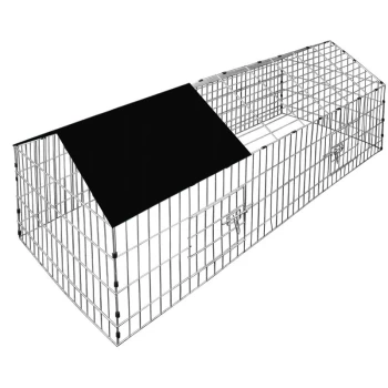 Deuba - Metal Rabbit Run Cage Enclosure Playpen Hutch Small Animal Guinea Pig Chicken Black