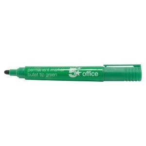 5 Star Office Permanent Marker XyleneToluene free Smearproof Bullet Tip 2mm Line Green Pack 12
