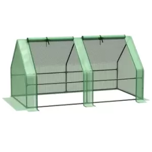 Outsunny Mini Small Greenhouse w/ Steel Frame, PE Cover and Zippered Window 180 x 90 x 90 cm