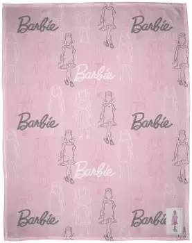 Barbie Figures Kids Printed Fleece Throw - Pink - 150X100cm