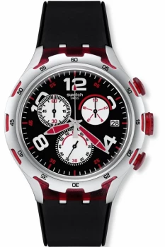Mens Swatch Irony X-Lite - Red Wheel Chronograph Watch YYS4004
