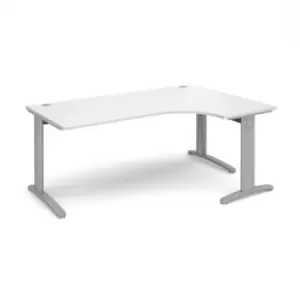 Office Desk Right Hand Corner Desk 1800mm White Top With Silver Frame 1200mm Depth TR10 TDER18SWH