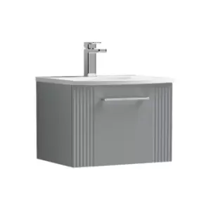 Deco Satin Grey 500mm Wall Hung Single Drawer Vanity Unit with 30mm Curved Profile Basin - DPF291G - Satin Grey - Nuie