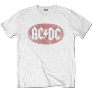 AC/DC - Oval Logo Vintage Mens Large T-Shirt - White
