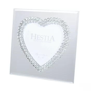 6" x 6" - HESTIA Mirror Glass Crystal Heart Photo Frame