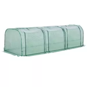 Outsunny Tunnel Greenhouse Steel Frame For Garden Backyard With Zipper Doors - Green