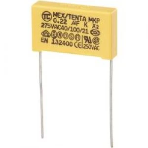 MKP X2 suppression capacitor Radial lead 0.22 uF 275 V AC 10 22.5mm L x W x H 26.5 x 6 x 15mm MKP X2