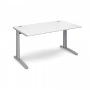 TR10 Straight Desk 1400mm x 800mm - Silver Frame White Top
