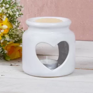 Ceramic White Heart Wax/oil Warmer by Lesser & Pavey