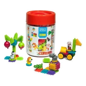 Seek'O Jungle Barrel with 5 Characters Building Blocks (100 Pieces)