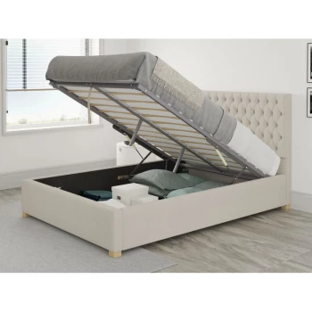 Monroe Ottoman Upholstered Bed, Eire Linen, Off White - Ottoman Bed Size King (150x200)