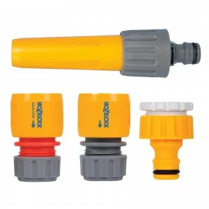 Hozelock Nozzle and Threaded Tap Hose Pipe Connector Starter Set 21 & 26.5mm