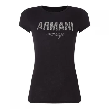 Armani Exchange Crackle Logo T-Shirt Black Size S Women