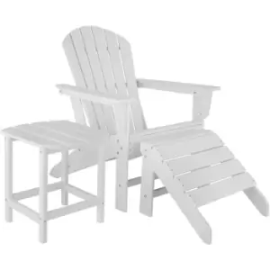 Rustic garden set 1 Chair, 1 Footrest, 1 Table - garden table and chairs, bistro set, sun loungers - white/white - white/white