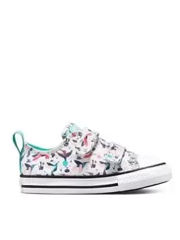 Converse Chuck Taylor All Star 2v Happy Hummingbirds Toddler Ox Trainers, White/Blue, Size 5