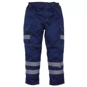Yoko Mens Hi Vis Polycotton Cargo Trousers With Knee Pad Pockets (Pack of 2) (48R) (Navy)