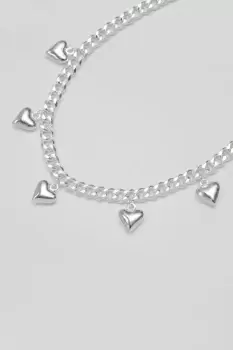 Recycled Silver Polished Puffed Charm Chain Necklace