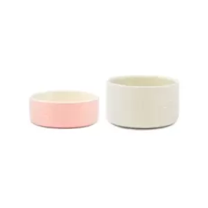 Scruffs My First Bowl Set of 2 Small Pet Bowls Cream and Pink