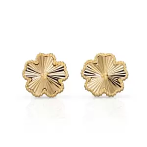 JG Signature 9ct Gold Diamond-Cut Flower Stud Earrings