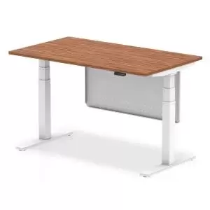 Air 1400 x 800mm Height Adjustable Desk Walnut Top White Leg With