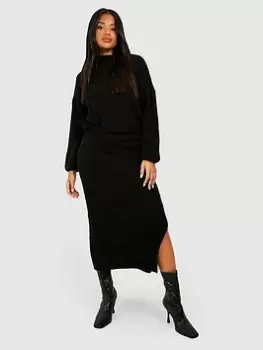 Boohoo Jumper And Skirt Knitted Co-ord - Black Size S, Women