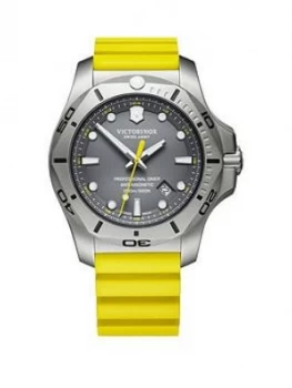 Victorinox Victorinox Swiss Made I.N.O.X Diver Grey Sapphire Glass Date Dial Steel 45Mm Case Yellow Rubber Strap Watch Extra Strap And Magnifying Glas