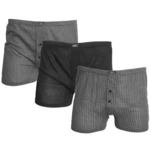Tom Franks Mens Patterned Jersey Boxer Shorts (3 Pairs) (L) (Grey)