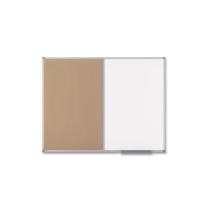 Classic Combination Board Drywipe and Cork with Aluminium Frame, W900XH600MM, White/Cork