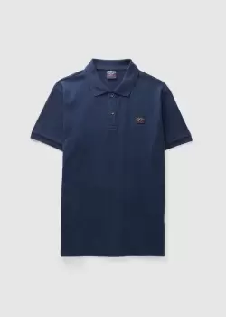 Paul & Shark Mens Cotton Pique Polo Shirt With Icon Badge In Navy