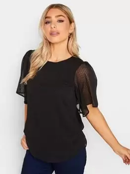 M&Co Dobby Angel Sleeve Blouse - Black, Size 16, Women