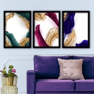 3SC15 Multicolor Decorative Framed Painting (3 Pieces)