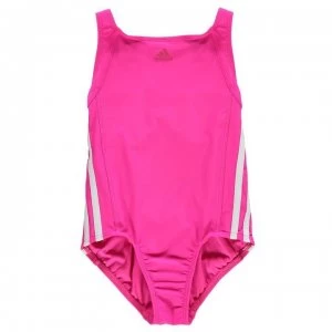 adidas Three Stripe Swimsuit Junior Girls - Real Pink