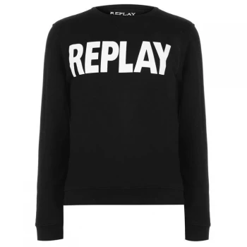 Replay Logo Crew Neck Sweatshirt - Black