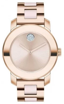 Movado Bold Rose Gold Plated Bracelet Rose Gold Dial Watch