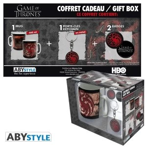 Game Of Thrones - Mug + Keychain + Badges Targaryen Gift Box