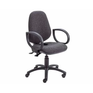 TC Office Calypso Twin Lever Ergonomic Chair with Lumbar Pump and Fixed Arms, Charcoal