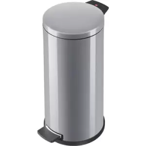 Hailo Waste collector SOLID with pedal, size L, 18 l, steel, zinc plated inner container, silver