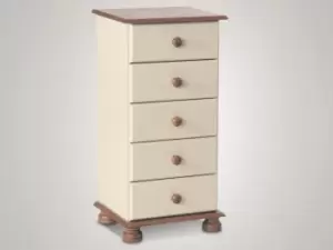Furniture To Go Copenhagen Cream and Pine 5 Drawer Tall Narrow Chest of Drawers Flat Packed