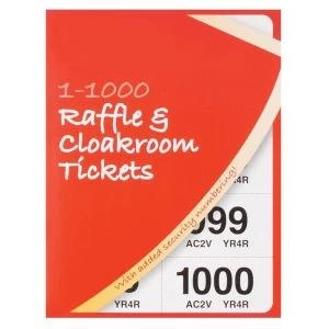 Cloakroom or Raffle Tickets Numbered 1 1000 Assorted Colours 1 x