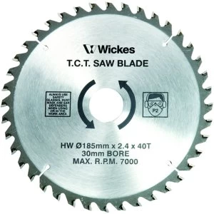 Wickes 40 Teeth Fine Cut Circular Saw Blade 185 x 30mm