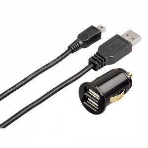 Hama Dual Piccolino USB Vehicle Charger Mini USB Charging Cable (2-4A)