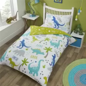 Rapport - Roarsome Single Kids Duvet Cover Set Dinosaur Reversible Bedding Bed Set