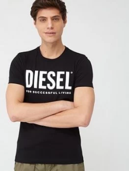 Diesel Large Logo Short Sleeve T-Shirt - Black, Size 2XL, Men