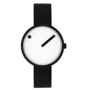Picto 43343-4112MB White Dial Black Leather Strap Wristwatch