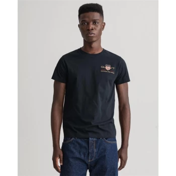 Gant Embroidered Short Sleeve T Shirt - Black