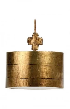 1 Light Round Large Ceiling Pendant Aged Gold, E27