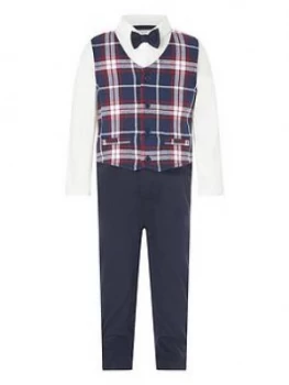 Monsoon Baby Boys Smart Check Romper - Navy, Size 9-12 Months