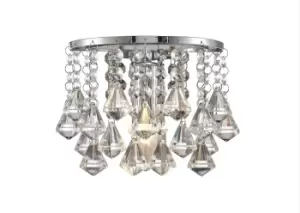 Acton Wall Lamp 1 Light E14 Switched Polished Chrome, Prism Crystal