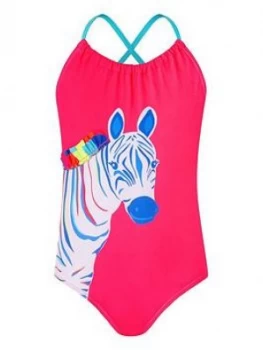 Accessorize Girls Recycled Zoe Zebra Swimsuit - Multi, Size Age: 9-10 Years, Women